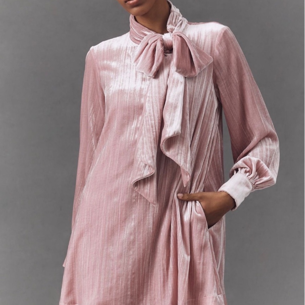 The Caroline Tie-Neck Mini dress (Maeve/Anthropologie)